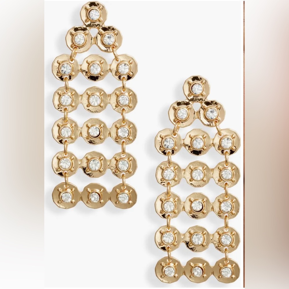 🔴Open Edit Crystal Chandelier Earrings Elegant Gold Drop Earrings